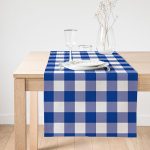 Lacivert Ekose Tasarımlı Dijital Baskılı Modern Süet Runner Realhomes