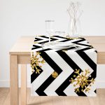 - SuetRunner-real58 - Realhomes Siyah Zigzag Gold Kar Tanesi Dijital Baskılı Süet Runner Realhomes