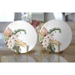 Tropik Yaprak Motifli Dijital Baskılı Dekoratif 2'li Yuvarlak Servis Altlığı – Supla Realhomes