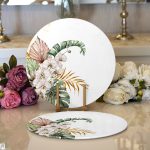 Tropik Yaprak Motifli Dijital Baskılı Dekoratif 2'li Yuvarlak Servis Altlığı – Supla Realhomes