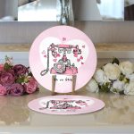 Pembe Zemin Kalpli Antika Telefon Tasarımlı Dijital Baskılı Dekoratif 2'li Yuvarlak Servis Altlığı – Supla Realhomes