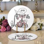 Beyaz Zemin Antika Telefon Çizimli Dijital Baskılı Dekoratif 2'li Yuvarlak Servis Altlığı – Supla Realhomes