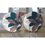 Özel Tasarım Yaprak Motifli Dijital Baskılı Dekoratif 2'li Yuvarlak Servis Altlığı – Supla Realhomes