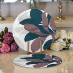 Özel Tasarım Yaprak Motifli Dijital Baskılı Dekoratif 2'li Yuvarlak Servis Altlığı – Supla Realhomes