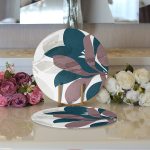 Özel Tasarım Yaprak Motifli Dijital Baskılı Dekoratif 2'li Yuvarlak Servis Altlığı – Supla Realhomes