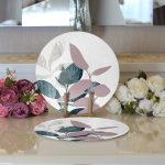 Özel Tasarım Yaprak Motifli Dijital Baskılı Dekoratif 2'li Yuvarlak Servis Altlığı – Supla Realhomes