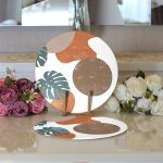 Renkli Zemin Tropik Yaprak Çizimli Dijital Baskılı Dekoratif 2'li Yuvarlak Servis Altlığı – Supla Realhomes