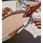 Renkli Zemin Yaprak Motifli Dijital Baskılı Modern 2'li Yuvarlak Servis Altlığı – Supla Realhomes