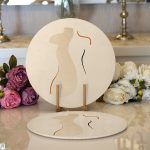 Krem Zeminli Kadın Silüet Çizimli Dijital Baskılı Modern 2'li Yuvarlak Servis Altlığı – Supla Realhomes