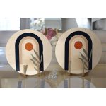 Krem Zeminli Minimal Çizimli Dijital Baskılı Modern 2'li Yuvarlak Servis Altlığı – Supla Realhomes