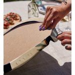 Krem Zeminli Minimal Çizimli Dijital Baskılı Modern 2'li Yuvarlak Servis Altlığı – Supla Realhomes