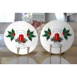 Kozaklı Kırmızı Mum Tasarımlı Dijital Baskılı Modern 2'li Yuvarlak Servis Altlığı – Supla Realhomes