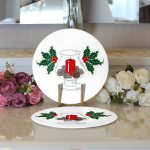 Kozaklı Kırmızı Mum Tasarımlı Dijital Baskılı Modern 2'li Yuvarlak Servis Altlığı – Supla Realhomes