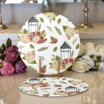 Çiçek Çizimli Dijital Baskılı Dekoratif 2'li Yuvarlak Servis Altlığı – Supla Realhomes
