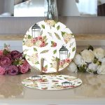 Çiçek Çizimli Dijital Baskılı Dekoratif 2'li Yuvarlak Servis Altlığı – Supla Realhomes