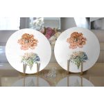 Beyaz Zemin Çiçek Motifli Dijital Baskılı Dekoratif 2'li Yuvarlak Servis Altlığı – Supla Realhomes