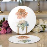 Beyaz Zemin Çiçek Motifli Dijital Baskılı Dekoratif 2'li Yuvarlak Servis Altlığı – Supla Realhomes