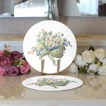 Beyaz Zemin Çiçek Motifli Dijital Baskılı Modern 2'li Yuvarlak Servis Altlığı – Supla Realhomes