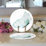 Beyaz Zemin Mavi Kelebek Motifli Dijital Baskılı Modern 2'li Yuvarlak Servis Altlığı – Supla Realhomes