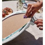 Beyaz Zemin Mavi Kelebek Motifli Dijital Baskılı Modern 2'li Yuvarlak Servis Altlığı – Supla Realhomes