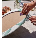 Beyaz Zemin Mavi Kelebek Motifli Dijital Baskılı Dekoratif 2'li Yuvarlak Servis Altlığı – Supla Realhomes