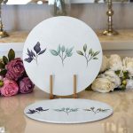 Mint Yeşili Zeminli Çiçek Tasarımlı Dijital Baskılı Dekoratif 2'li Yuvarlak Servis Altlığı – Supla Realhomes