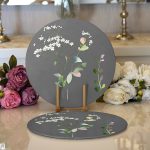 Gri Zeminli Çiçek Tasarımlı Dijital Baskılı Dekoratif 2'li Yuvarlak Servis Altlığı – Supla Realhomes