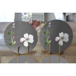 Gri Zeminli Çiçek Tasarımlı Dijital Baskılı Modern 2'li Yuvarlak Servis Altlığı – Supla Realhomes