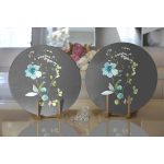 Gri Zeminli Çiçek Tasarımlı Dijital Baskılı Dekoratif 2'li Yuvarlak Servis Altlığı – Supla Realhomes