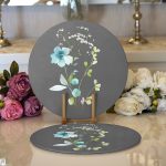 Gri Zeminli Çiçek Tasarımlı Dijital Baskılı Dekoratif 2'li Yuvarlak Servis Altlığı – Supla Realhomes