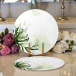 Yeşil Tropik Yaprak Motifli Dijital Baskılı Modern 2'li Yuvarlak Servis Altlığı – Supla Realhomes