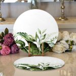 Yeşil Tropik Yaprak Motifli Dijital Baskılı Dekoratif 2'li Yuvarlak Servis Altlığı – Supla Realhomes