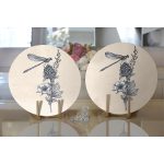 Krem Zemin Karakalem Çizimli Dijital Baskılı Modern 2'li Yuvarlak Servis Altlığı – Supla Realhomes