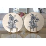 Krem Zemin Karakalem Çizimli Dijital Baskılı Dekoratif 2'li Yuvarlak Servis Altlığı – Supla Realhomes