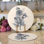 Krem Zemin Karakalem Çizimli Dijital Baskılı Dekoratif 2'li Yuvarlak Servis Altlığı – Supla Realhomes