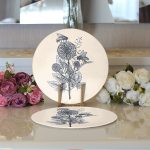 Krem Zemin Karakalem Çizimli Dijital Baskılı Dekoratif 2'li Yuvarlak Servis Altlığı – Supla Realhomes