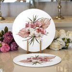 Egzotik Yaprak Tasarımlı Dijital Baskılı Modern 2'li Yuvarlak Servis Altlığı – Supla Realhomes