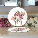 Egzotik Yaprak Tasarımlı Dijital Baskılı Modern 2'li Yuvarlak Servis Altlığı – Supla Realhomes