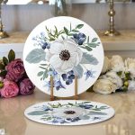 Beyaz Gül Tasarımlı Dijital Baskılı Dekoratif 2'li Yuvarlak Servis Altlığı – Supla Realhomes