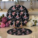 Siyah Zemin Çapa Motifli Dijital Baskılı Modern 2'li Yuvarlak Servis Altlığı – Supla Realhomes