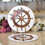 Beyaz Zeminde Sade Dümen Tasarımlı Dijital Baskılı Modern 2'li Yuvarlak Servis Altlığı – Supla Realhomes