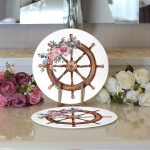 Beyaz Zeminde Sade Dümen Tasarımlı Dijital Baskılı Modern 2'li Yuvarlak Servis Altlığı – Supla Realhomes