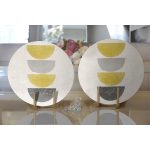 Güneş & Ay Sanatsal Çizimli Dijital Baskılı Modern 2'li Yuvarlak Servis Altlığı – Supla Realhomes