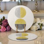 Güneş & Ay Sanatsal Çizimli Dijital Baskılı Modern 2'li Yuvarlak Servis Altlığı – Supla Realhomes