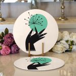 Sanatsal Yeşeren Çiçek Tasarımlı Dijital Baskılı Modern 2'li Yuvarlak Servis Altlığı – Supla Realhomes