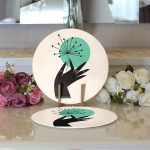 Sanatsal Yeşeren Çiçek Tasarımlı Dijital Baskılı Modern 2'li Yuvarlak Servis Altlığı – Supla Realhomes