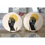 Sanatsal Yeşeren Çiçek Tasarımlı Dijital Baskılı Modern 2'li Yuvarlak Servis Altlığı – Supla Realhomes