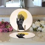 Sanatsal Yeşeren Çiçek Tasarımlı Dijital Baskılı Modern 2'li Yuvarlak Servis Altlığı – Supla Realhomes