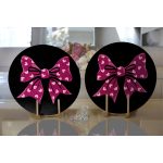 Siyah Zemin Pembe Kurdale Tasarımlı Dijital Baskılı Dekoratif 2'li Yuvarlak Servis Altlığı – Supla Realhomes