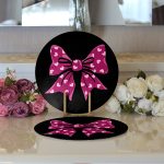 Siyah Zemin Pembe Kurdale Tasarımlı Dijital Baskılı Dekoratif 2'li Yuvarlak Servis Altlığı – Supla Realhomes